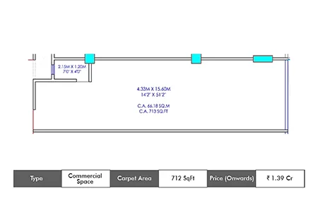 Shree Laxmi Blanca Commercial Commercial Space floor plan, 712 sq ft carpet area