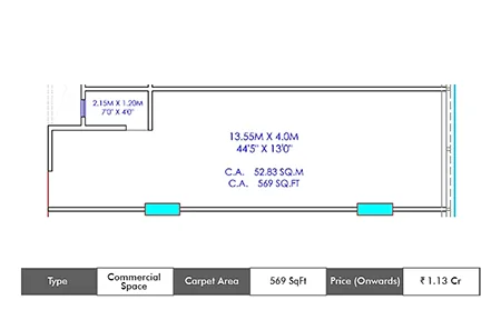 Shree Laxmi Blanca Commercial Commercial Space floor plan, 569 sq ft carpet area