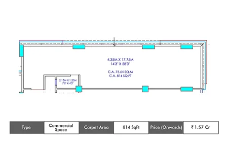 Shree Laxmi Blanca Commercial Commercial Space floor plan, 814 sq ft carpet area